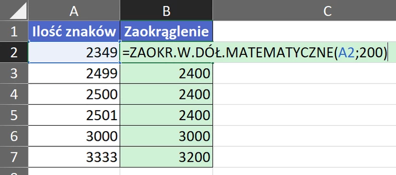 1.41  Zaokrąglanie w dół do najbliższej wielokrotności 200