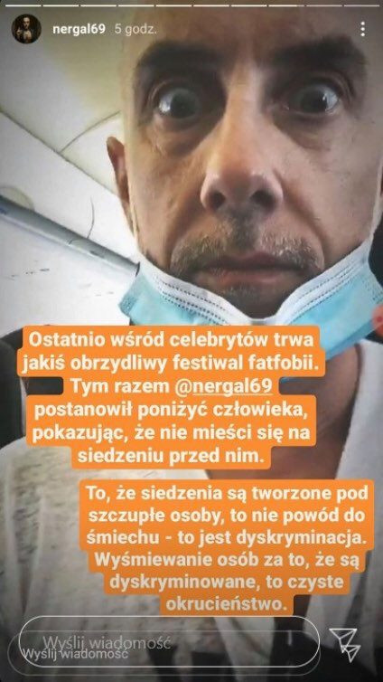 Adam Nergal naśmiewa się z otyłej osoby/Fot. Instagram/majastasko