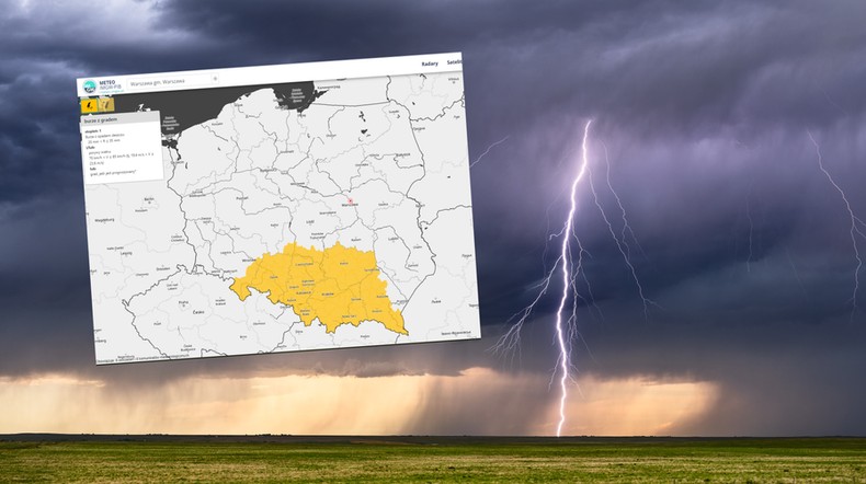 Piątek będzie niespokojnym dniem w pogodzie. Grożą nam burze z ulewami i gradem (mapa: IMGW)