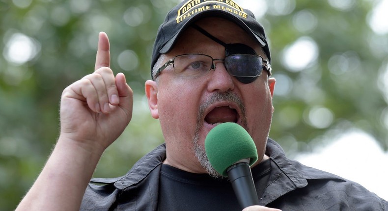 Stewart Rhodes, founder of the citizen militia group known as the Oath Keepers speaks during a rally outside the White House in Washington.Susan Walsh/AP Photo