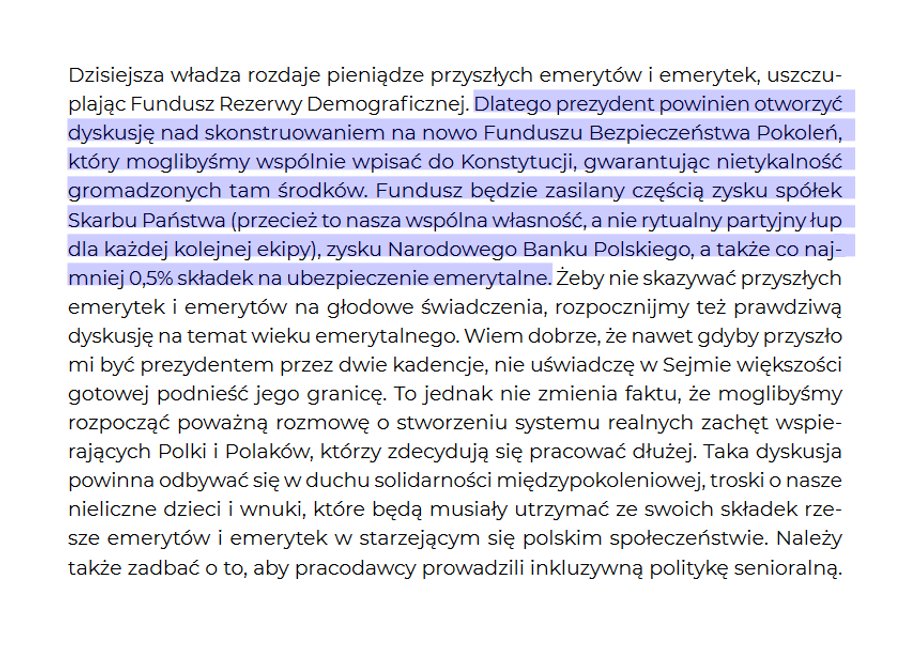 Fragment programu wyborczego Szymona Hołowni 