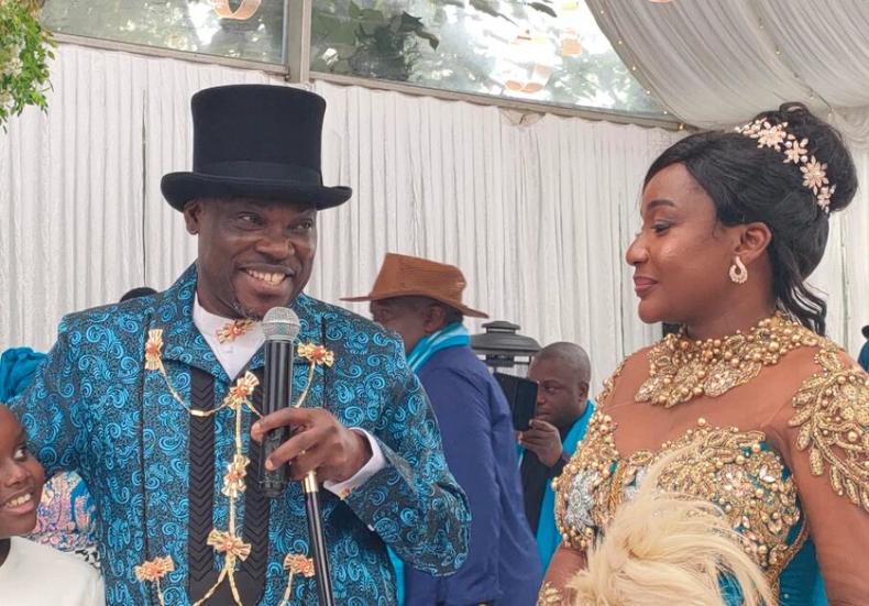 Former Nigerian President Goodluck Jonathan's nephew Jude Barristoand his wife Joy Wanjiru during their  Ruracio in Embu on Saturday, August 12, 2023. ( Photo courtesy - Citizen Digital )