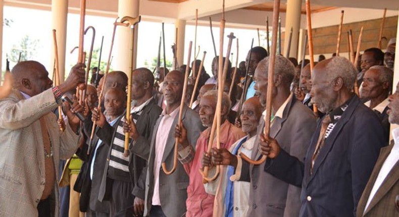 Meru's Njuri Ncheke council of elders during a meeting at Chuka University on February 27, 2016.