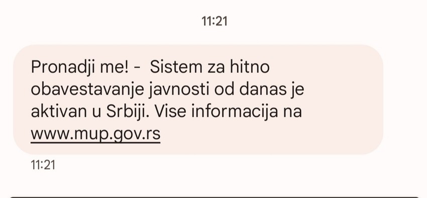 Prva SMS poruka "Pronađi me"  