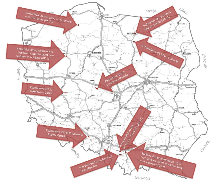 Mama projektów inwestycyjnych zatwierdzonych przez Ministerstwo Infrastruktury