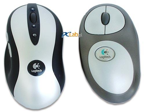 Porównanie rozmiarów: Logitech MX700 po lewej, Logitech Cordless MouseMan Optical po prawej
