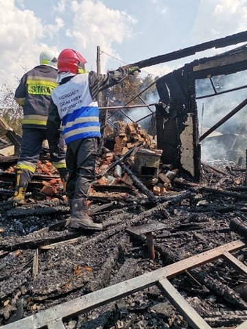 Pożar budynku mieszkalnego w miejscowości Cienia w gminie Błaszki