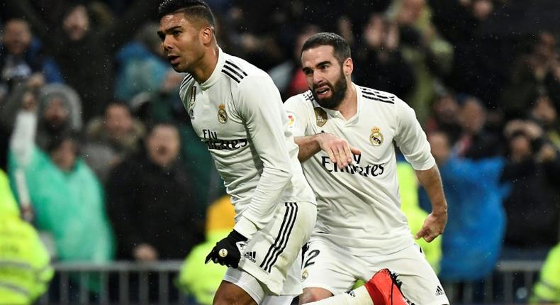 Casemiro (L) scored his first league goal since April of last year