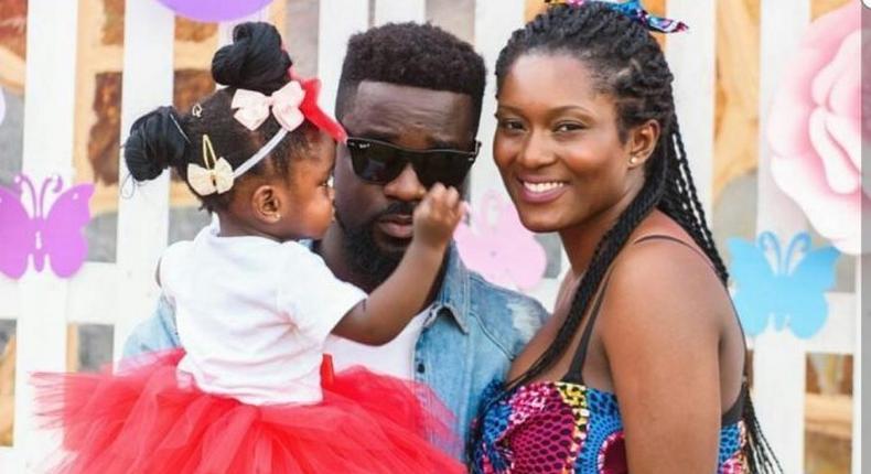 Sarkodie with wife Tracy Sarkcess and their daughter Titi Sarckcess