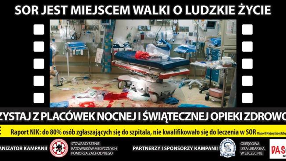 Zakrwawiona podłoga, porozrzucana odzież - bilbordy m.in. z takim niecodziennym widokiem pojawiły się na ulicach Szczecina. To wspólna akcja Stowarzyszenia Ratowników Medycznych Pomorza Zachodniego i Okręgowej Izby Lekarskiej, która ma na celu uświadamiać społeczeństwo w sprawie bezpodstawnych wezwań. Statystyki w tym przypadku są porażające.