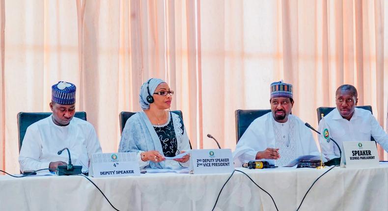 Sen. Barau Jibrin, 2nd from right, with other Principal Officers of the ECOWAS Parliament at institution’s secretariat on Saturday in Abuja [NAN]