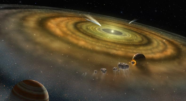 solar system formation gas dust disk billions years ago nasa