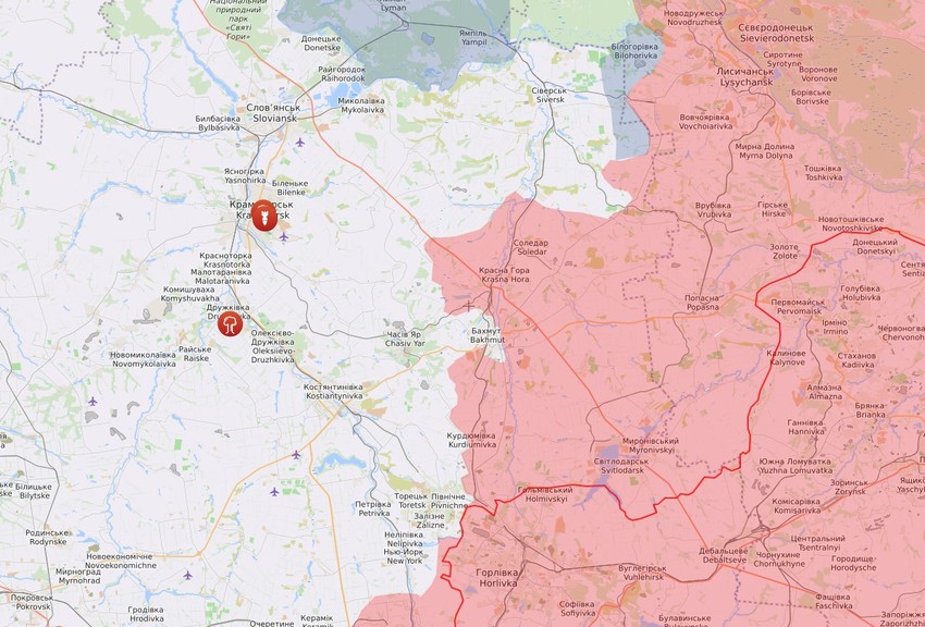 Mapa borbi oko Bahmuta 20. marta