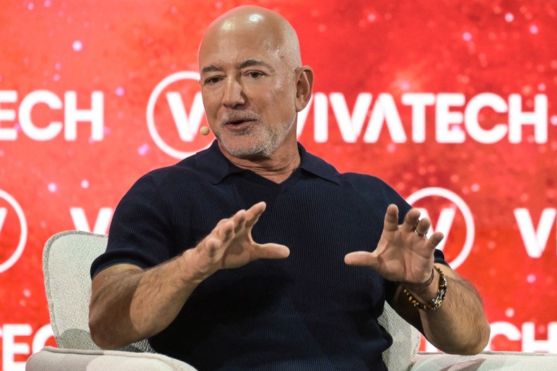 Jeff Bezos, founder of Amazon, is expanding the company’s satellite internet ambitions through Amazon Leo as it targets growth across Africa..JULIEN DE ROSA / AFP via Getty Images