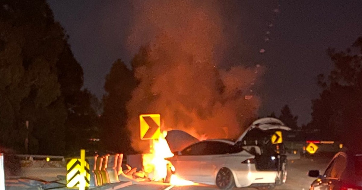 A Tesla driver watched in horror as another Tesla burst into flames ...