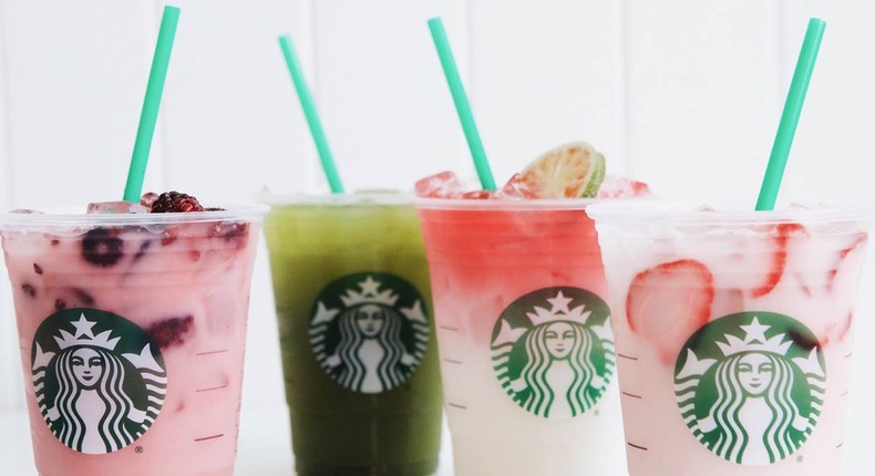 The Cups of Kindness Collection: Violet Drink, Matcha Lemonade, Ombre Pink Drink, and Pink Drink.