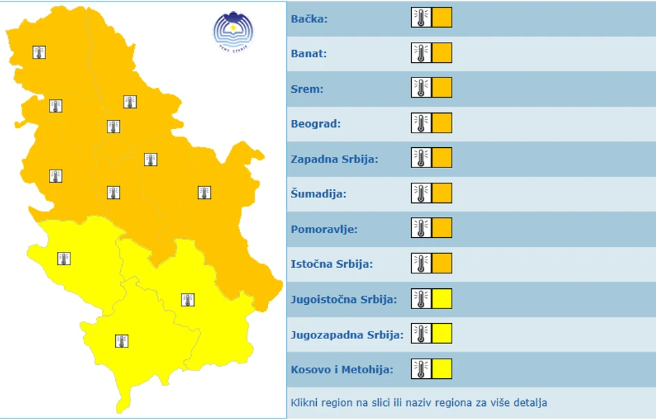 Meteoalarm za petak