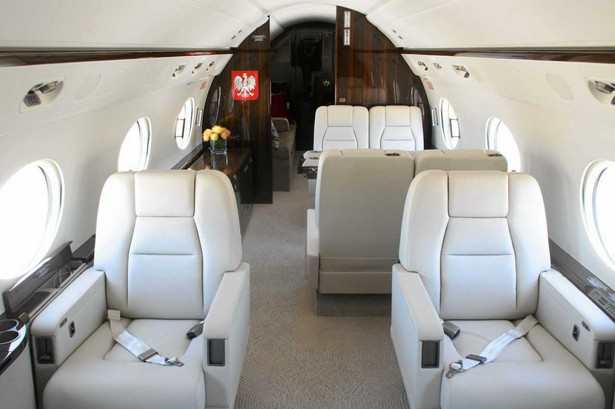 Wnętrze rządowego samolotu Gulfstream G550 o oznaczeniu 0001 - "Ksiażę Józef Poniatowski"