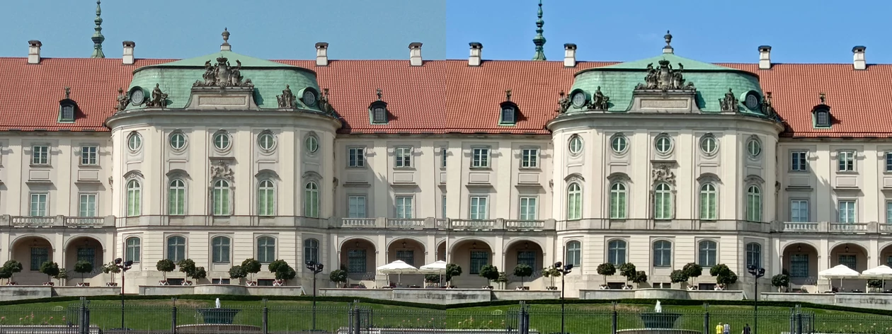 Zdjęcie wykonane z zoomem cyfrowym 5x w ustawieniu 108 MP (po lewej) oraz dla porównania standardowy obraz 12 MP