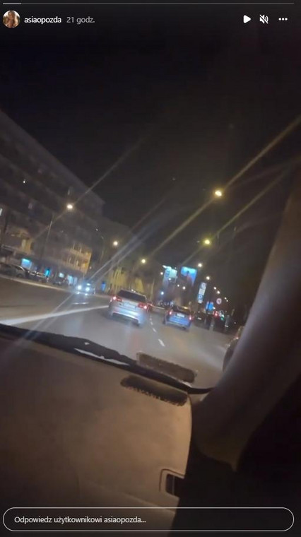 Joanna Opozda pokazała na Instagramie wideo ze swej nocnej przejażdżki ulicami stolicy