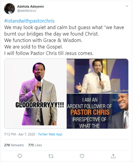 #IStandWithPastorChris: Pastor Chris Oyakhilome followers take to social media to support the impactful evangelical leader