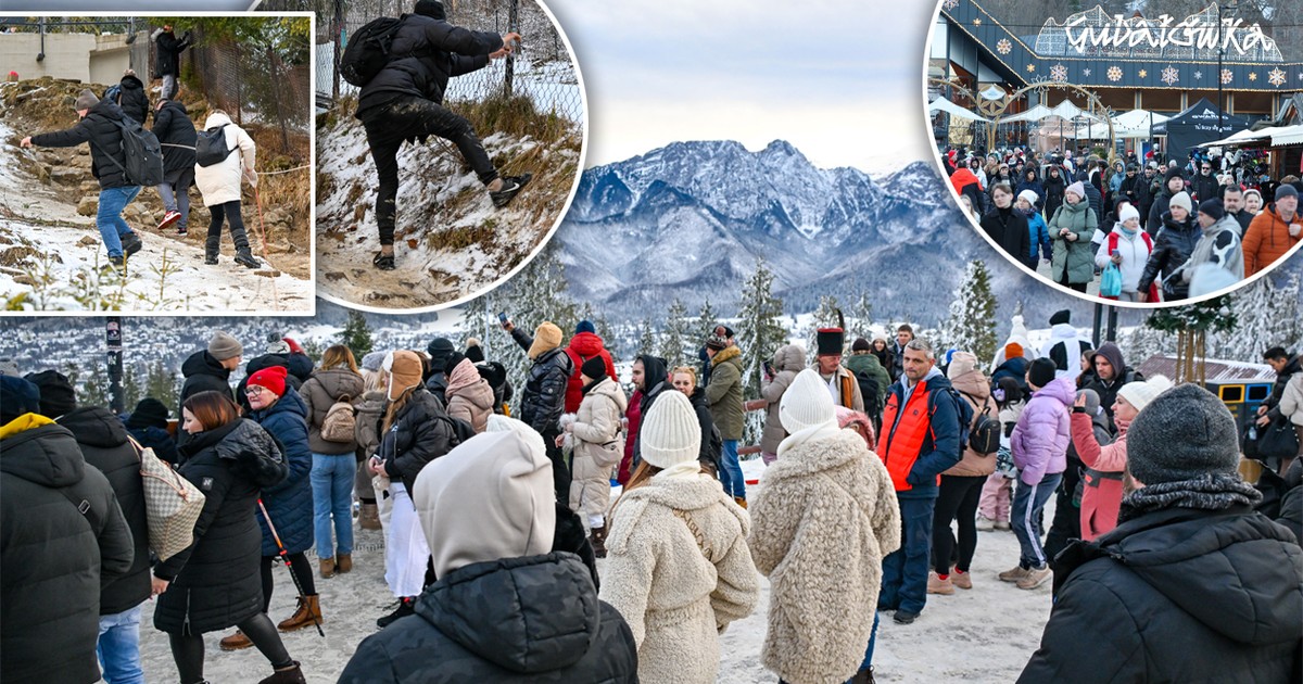 Dantejskie sceny na Gubałówce. Dzikie tłumy, oszuści i ślizgawka na ścieżce