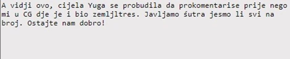 Komentar na zemljotres