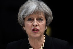 Britain's Prime Minister Theresa May speaks outside 10 Downing Street after an attack on London Bridge and Borough Market left 7 people dead and dozens injured in London