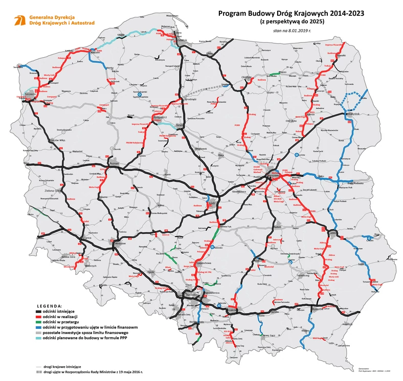 Mapa budowy dróg 2019