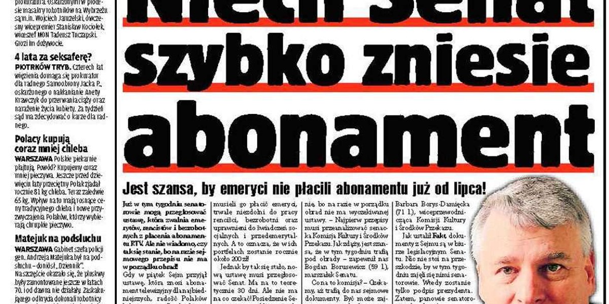 Niech Senat szybko zniesie abonament