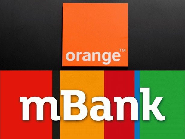 Logo Orange (u góry, fot. Bloomberg) oraz mBank (fot. materiały prasowe)