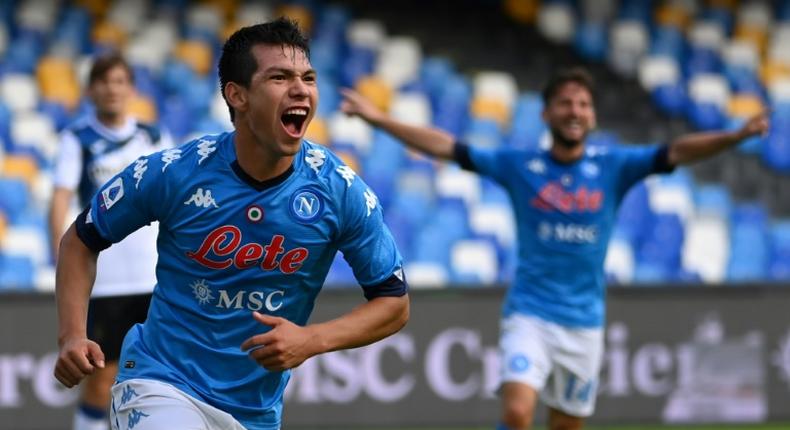 Napoli's Mexican forward Hirving Lozano scored twice against Atalanta.