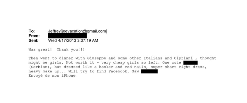 Epstajn je pomenuo devojku iz Srbije u prepisci poslatoj nepoznatoj osobi 2013.