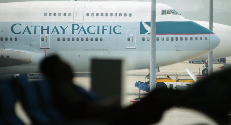 Cathay Pacific Airways airplane.