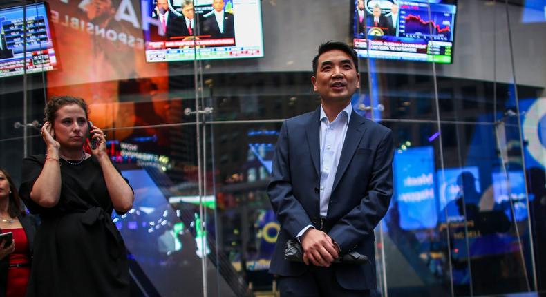 Zoom founder Eric Yuan after the opening bell ceremony for Zoom's IPO in 2019.Kena Betancur/Getty Images