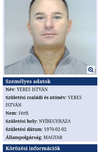 Veres Istvánt körözte a rendőrség, Spanyolországban fogták el / Fotó: Police.hu
