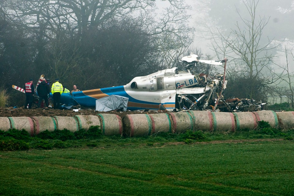 BRITAIN ACCIDENTS HELICOPTER CRASH (Helicopter crash in Gillingham, Britain)