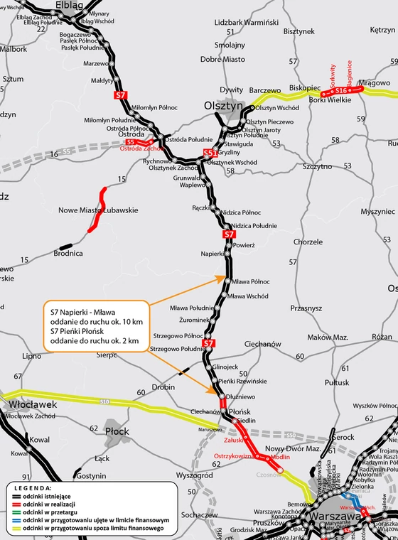 Droga ekspresowa S7 - plan orientacyjny