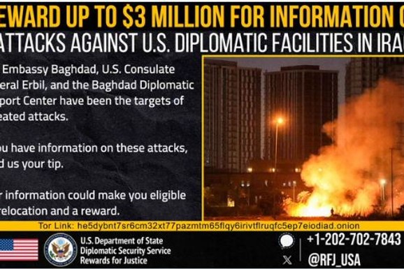 AMERIKA NUDI NAGRADU DO 3 MILIONA DOLARA! Stejt department traži informacije o napadima na objekte SAD u Iraku: "Šaljite nam dojave!"