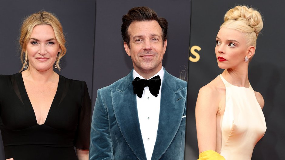 Kate Winslet, Jason Sudeikis i AnyaTaylor-Joy na rozdaniu Emmy 2021