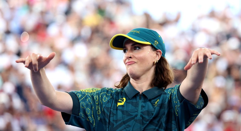 Rachael Gunn, better known as Raygun of Team Australia, competing at the Paris Olympics.Elsa/Getty Images