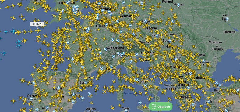 Monitoring lotów nad Europą w środę 15 czerwca br. o godz. 9.00