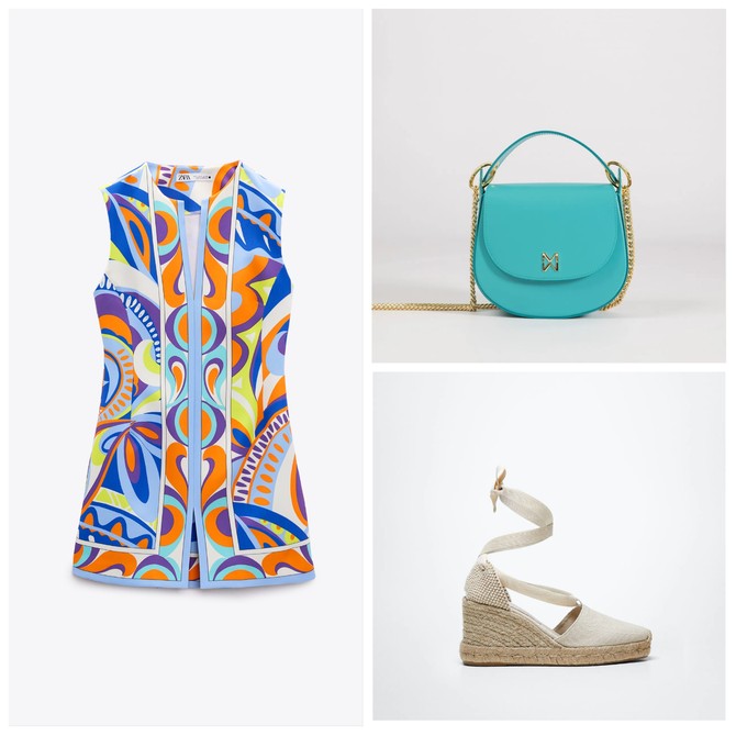Haljina „Zara“, espadrile „Mango“, tašna „Mona“