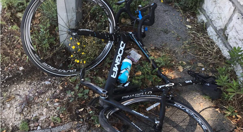 Chris Froome's totaled bike.