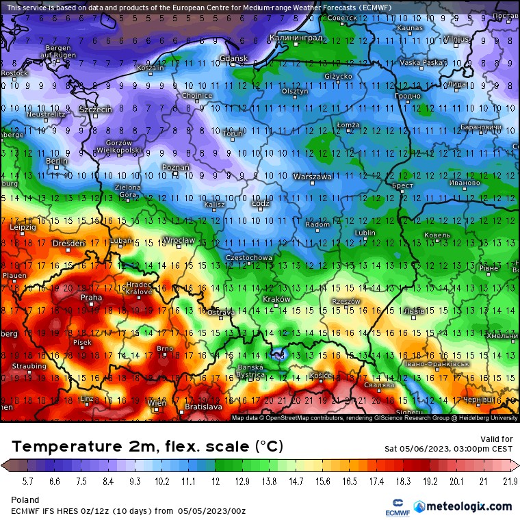 Sobota na przeważającym obszarze będzie bardzo zimnym dniem.