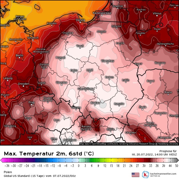 Skrajne prognozy zakładają nawet ok. 40 st. C