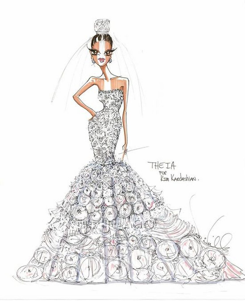 Projekt sukni ślubnej Kim Kardashian
