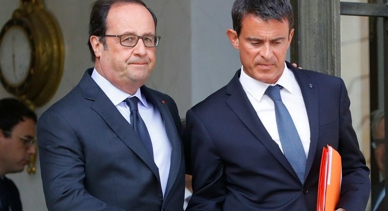 Within President Francois Hollande's (L) camp, Premier Manuel Valls (R) is talked of as a possible Brutus, a reference to assasination of Julius Caesar