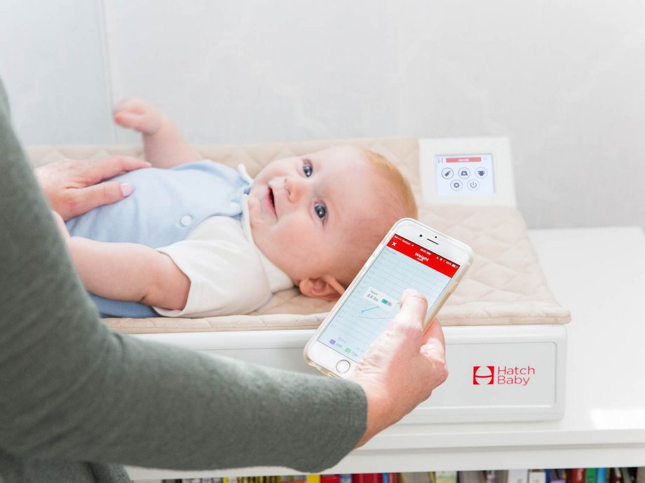 Hatch Baby created a "smart" electronic changing bed that can be linked to a smartphone app, allowing parents to keep track of a child's weight, length, and frequency of diaper changes.