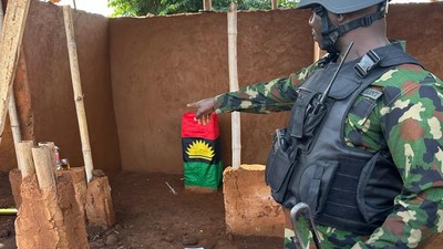 An operative in of the captured IPOB/ESN dens in Delta. [NAN]
